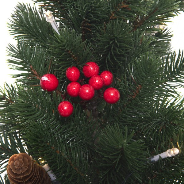 GreenBrokers Mini Artificial Pine Christmas Tree 50cm with LED Lights in Pot D1395
