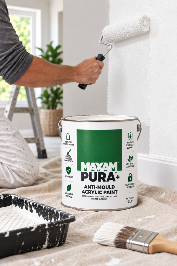 MAXAM PURA+ Acrylic Mould Resistant Paint - Walls and Ceilings 5L - 7 Colours Available