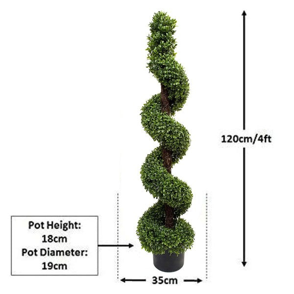  Artificial Spiral Boxwood Topiary Tree 120cm/4ft (Set of 2) - A1025