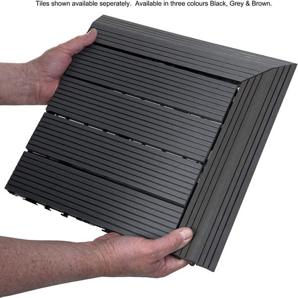 Dekco 1 Piece Black Composite Interlocking Left Edging Tile 37cm x 7cm - DE1281