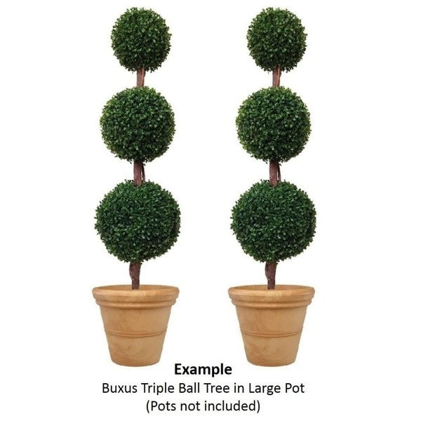 *Clearance* Artificial Triple Ball Boxwood Topiary Trees - 120cm/4ft (Set of 2) - A1006C
