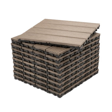 Dekco Pack of 10 Brown Composite Decking Interlocking Tiles 30cm x 30cm - DE1277