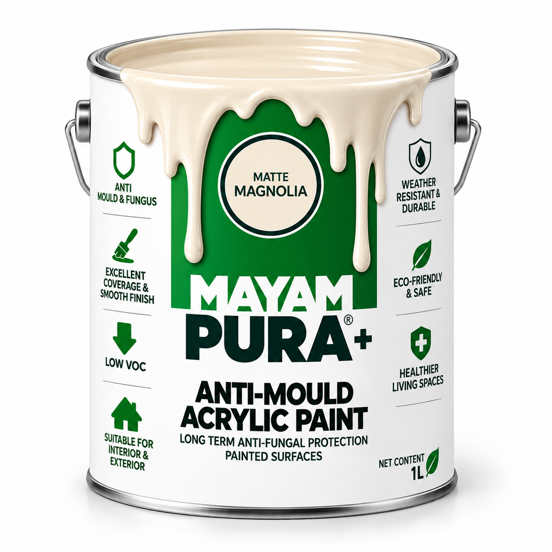 MAXAM PURA+ Acrylic Mould Resistant Paint - Walls and Ceilings 5L - 7 Colours Available