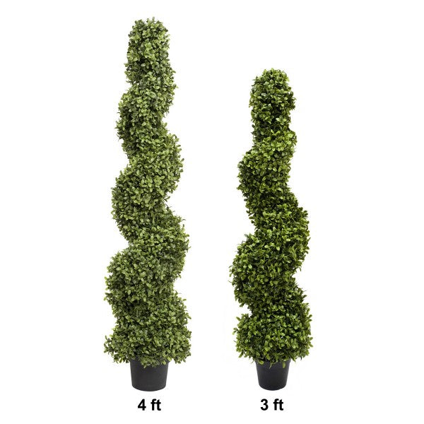 *Clearance* Artificial Premium Spiral Boxwood Topiary Trees 96cm/3ft (Set of 2) - A1065C