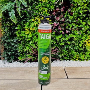 TAIGA Black PU Landscape Pond & Waterfall Foam 700ml - Applicator + Gloves Included - Multi Use - DIY1323