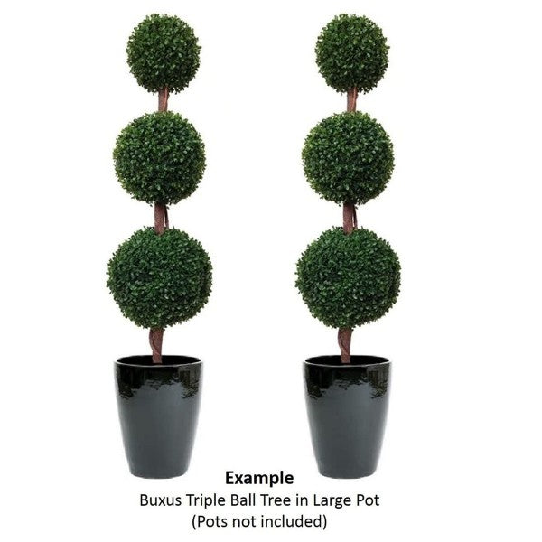 *Clearance* Artificial Triple Ball Boxwood Topiary Trees - 120cm/4ft (Set of 2) - A1006C