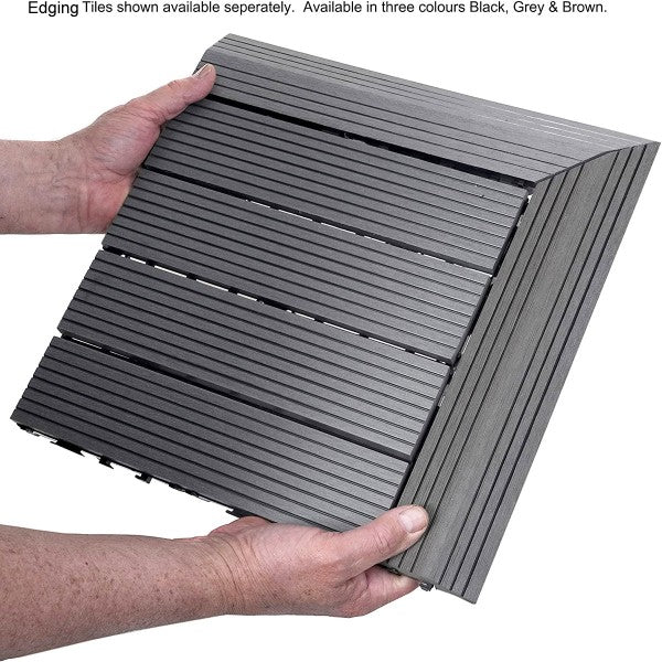 Dekco Pack of 10 Grey Composite Decking Interlocking Tiles 30cm x 30cm - DE1276