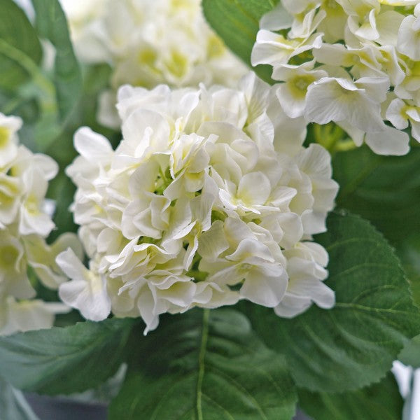 Artificial White Hydrangea in Black Metal Window Box - A1321