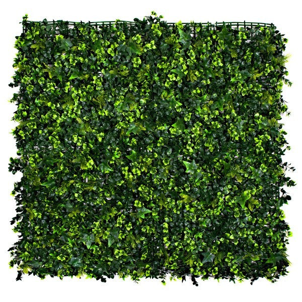 Artificial Green Wall Hedge with Mixed Leaf &amp; Ivy Type Foliage Pack of 4 x 50cm/20in - A1141
