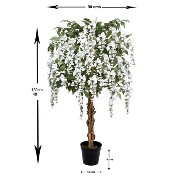 Artificial White Wisteria Tree 4ft/130cm - A1212