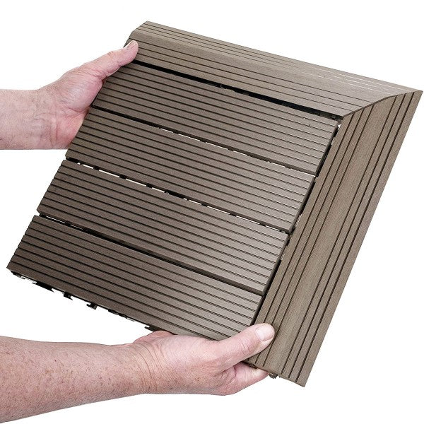 Dekco 1 Piece Brown Composite Interlocking Right Edging Tile 37cm x 7cm - DE1283
