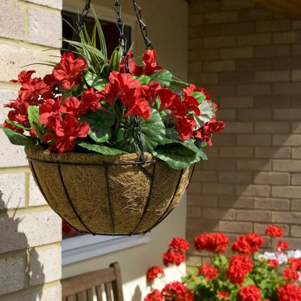 Artificial Purple Geranium Round Coir Hanging Basket (Set of 2) - A1189