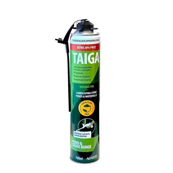 TAIGA Black PU Landscape Pond & Waterfall Foam 700ml - Applicator + Gloves Included - Multi Use - DIY1323