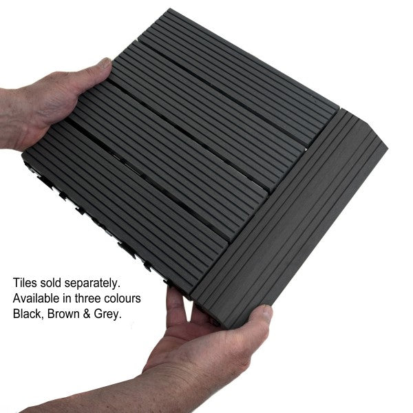Dekco 1 Piece Black Composite Interlocking Straight Edging Tile 30cm x 7cm - DE1287