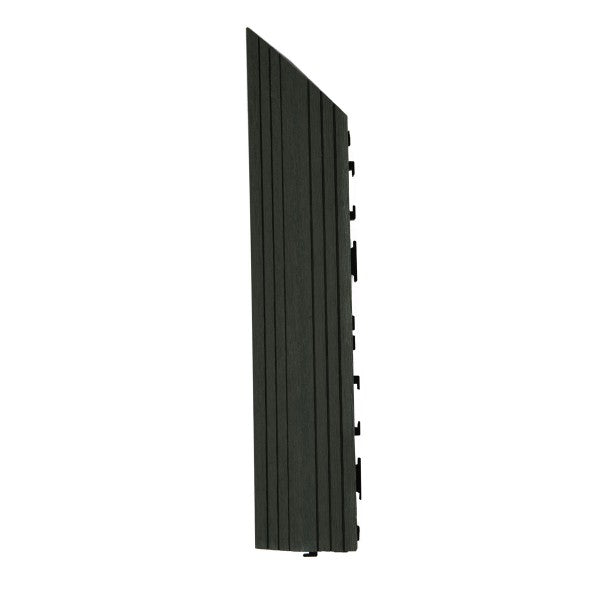 Dekco 1 Piece Black Composite Interlocking Left Edging Tile 37cm x 7cm - DE1281