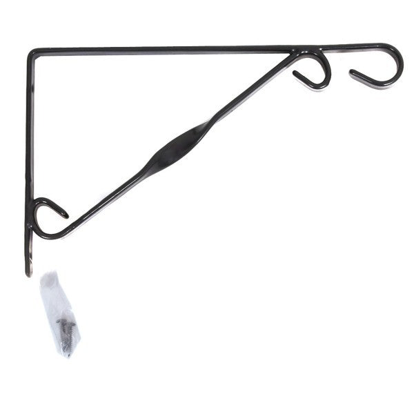 2 x Black Plastic Coated Single Twist Hanging Basket Bracket 12in/30cm - A1407