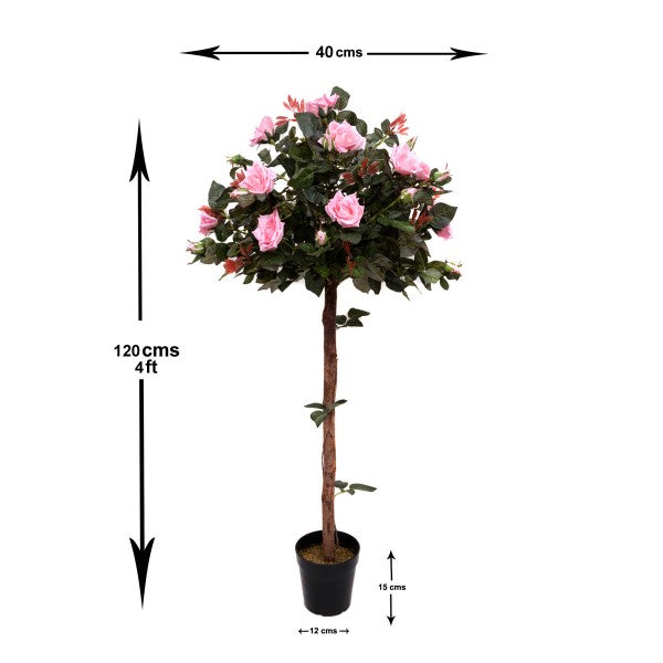 *Clearance* Artificial Pink Rose Tree 30 Flowers 120cm/4ft - A1405C