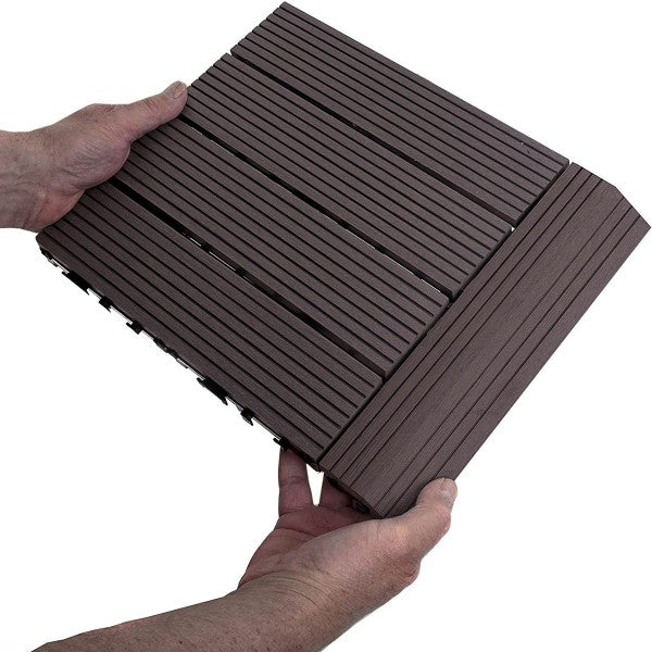 Dekco 1 Piece Brown Composite Interlocking Straight Edging Tile 30cm x 7cm - DE1286