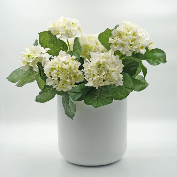 Artificial White Hydrangea in Terracotta Pot 50cm/20in - A1309