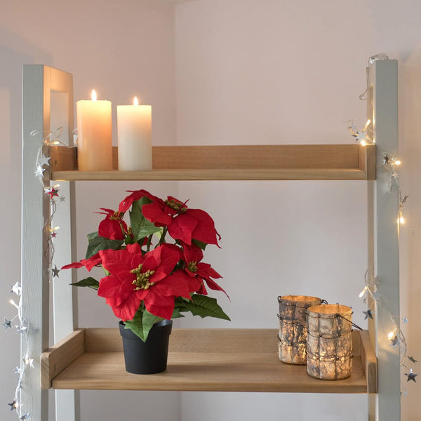 GreenBrokers Artificial Red Poinsettia Christmas Plant in Pot 46cm D1357