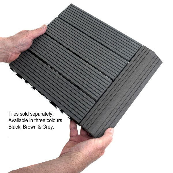 Dekco 1 Piece Grey Composite Interlocking Straight Edging Tile 30cm x 7cm - DE1285