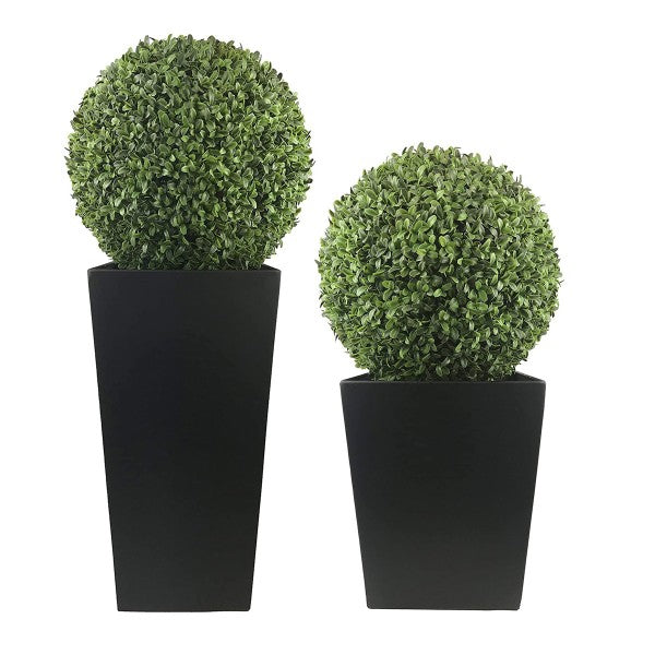Artificial Aglaia Boxwood Ball in Tall Black Tin Planter 95cm/3ft