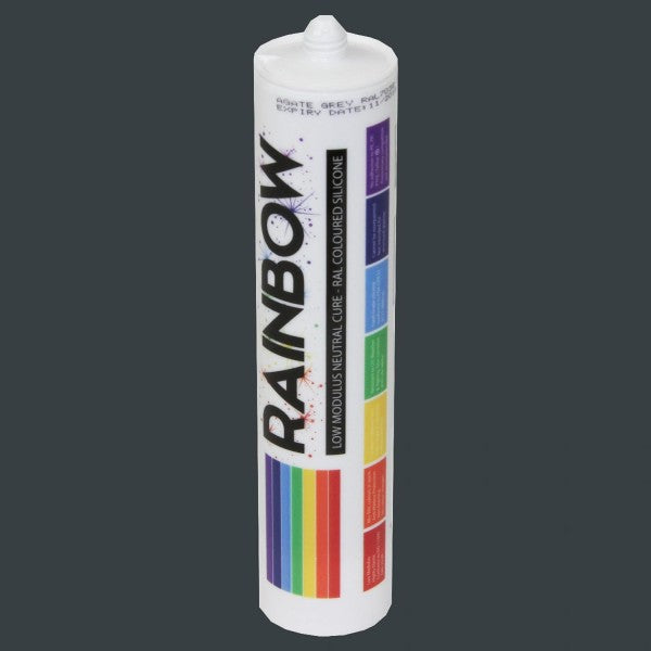 Rainbow RAL 7021 Coloured Silicone Sealant Black Grey | 300ml | Durable & Mildew-Resistant | For Baths, Sinks, Kitchens and Windows | Nozzle Included - DIY7021 