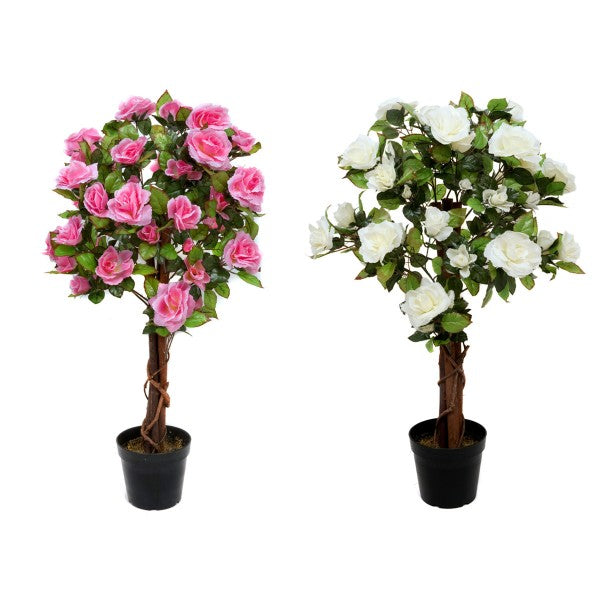 Artificial White Rose Tree 60 Flowers 90cm/3ft - A1404