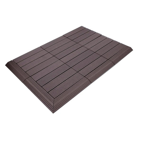 Dekco 1 Piece Brown Composite Interlocking Straight Edging Tile 30cm x 7cm - DE1286