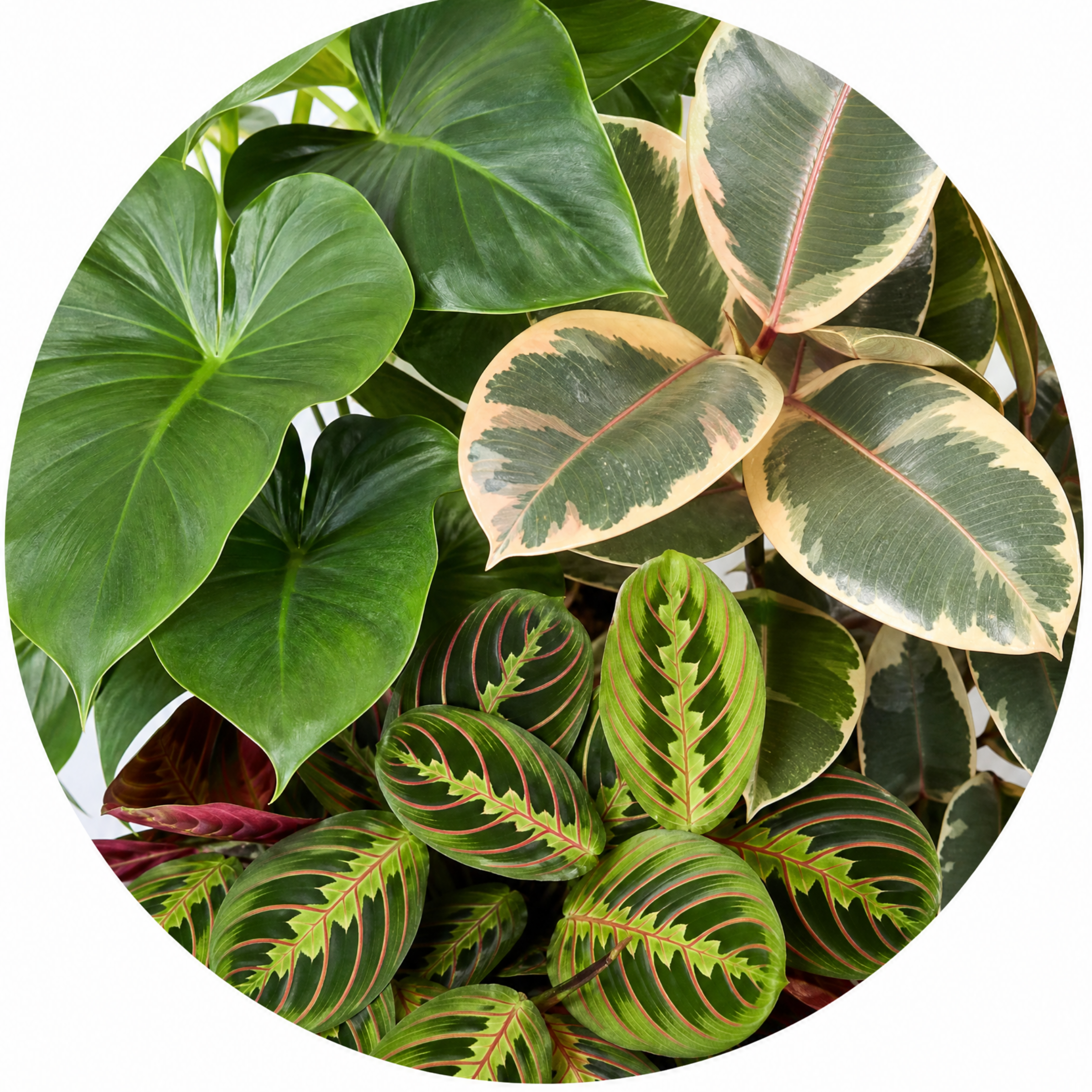 Statement Foliage 3 Plant Collection - Elephant Ear, Tineke & Prayer Plant – Mixed Houseplants Set in 1L Pots
