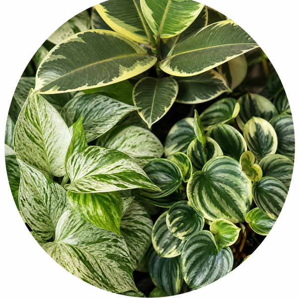 Designer Variegated 3 Plant Collection - Ficus Belize, Marble Queen & Peperomia Plant, 1L Pots