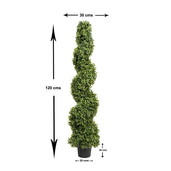 Artificial Premium Spiral Boxwood Topiary Trees 120cm/4ft (Set of 2) - A1004