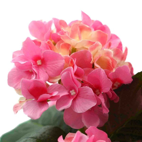 Artificial Pink Hydrangea in White Metal Window Box -A1384