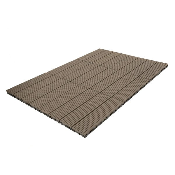 Dekco Pack of 10 Brown Composite Decking Interlocking Tiles 30cm x 30cm - DE1277