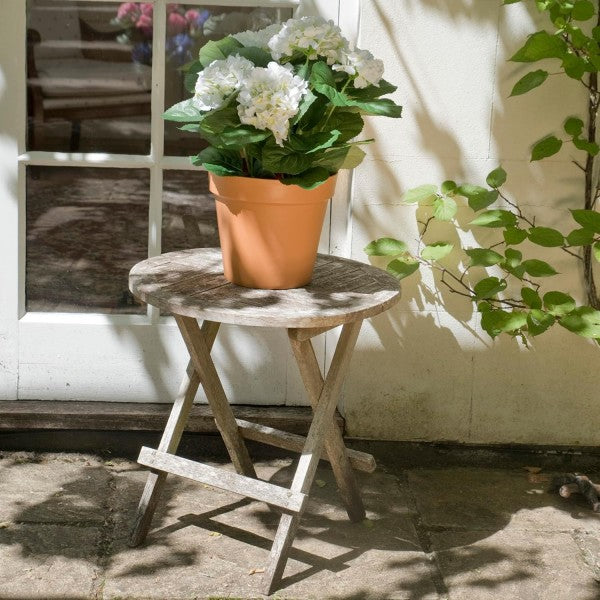 Artificial White Hydrangea in Terracotta Pot 50cm/20in - A1309