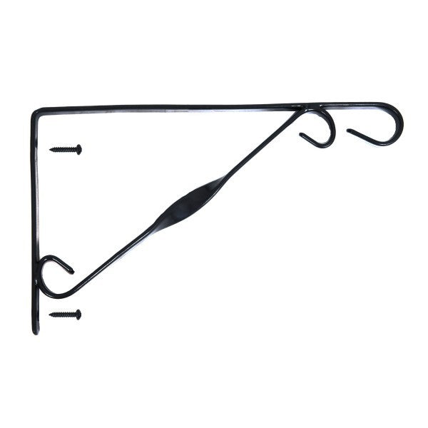 2 x Black Plastic Coated Single Twist Hanging Basket Bracket 12in/30cm - A1407