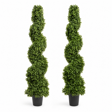 Premium Spiral Boxwood Topiary Trees (Set of 2) 120cm/4ft - A1004