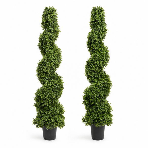 Premium Spiral Boxwood Topiary Trees (Set of 2) 120cm/4ft - A1004