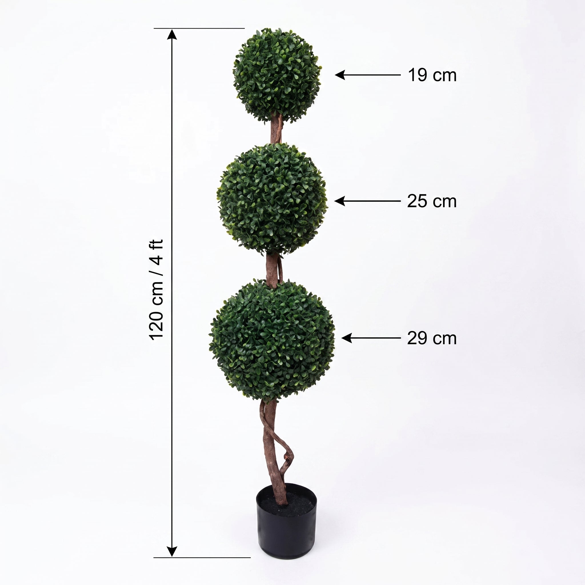 Triple Ball Boxwood Topiary Trees - 120cm/4ft (Set of 2) - A1006