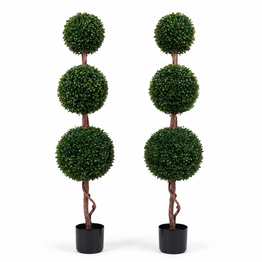 Triple Ball Boxwood Topiary Trees - 120cm/4ft (Set of 2) - A1006