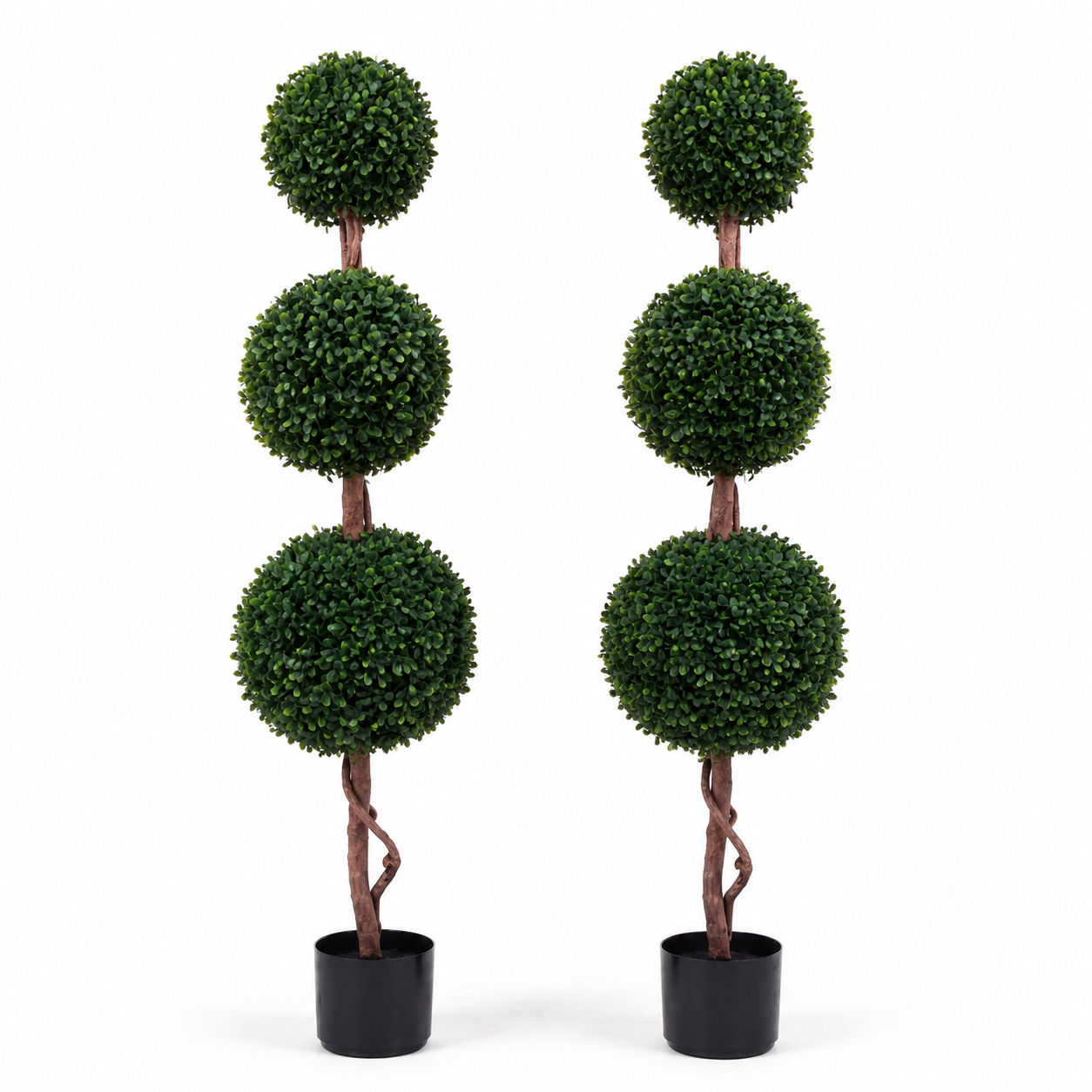 Triple Ball Boxwood Topiary Trees - 120cm/4ft (Set of 2) - A1006