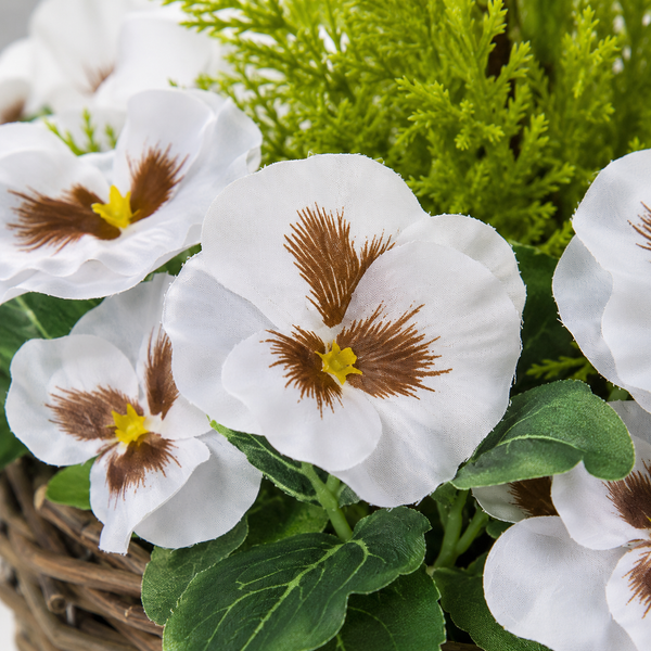 White Pansy Conifer Rattan Patio Planter (Set of 2) 60cm/24in - A1014