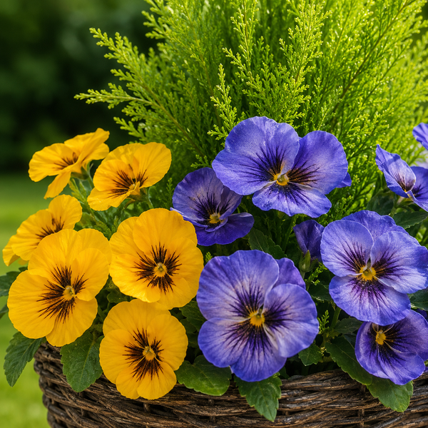 Purple & Yellow Rattan Patio Planter (Set of 2) 60cm/24in - A1017