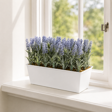 Lavender Tin White Planter Window Box 45cm/18in - A1019