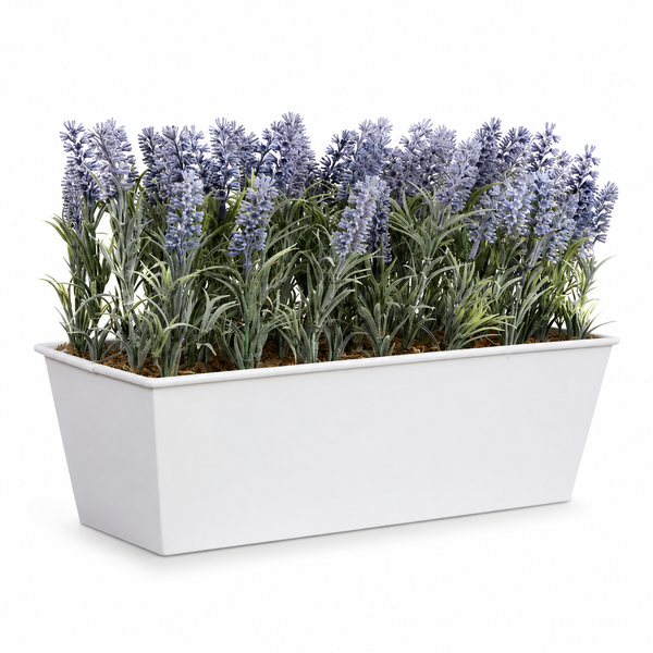 Lavender Tin White Planter Window Box 45cm/18in - A1019
