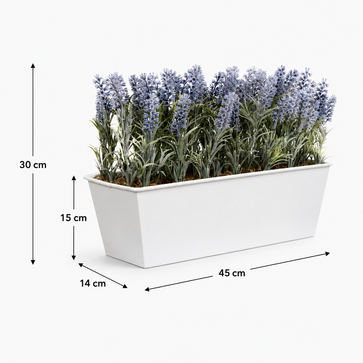 Lavender Tin White Planter Window Box 45cm/18in - A1019