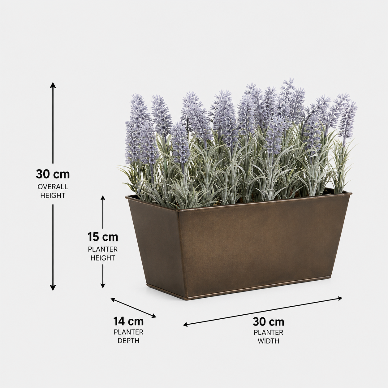 Lavender Tin Rustic Planter Window Box 30cm/12in - A1023