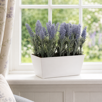 Lavender Tin White Planter Window Box 30cm/12in - A1027