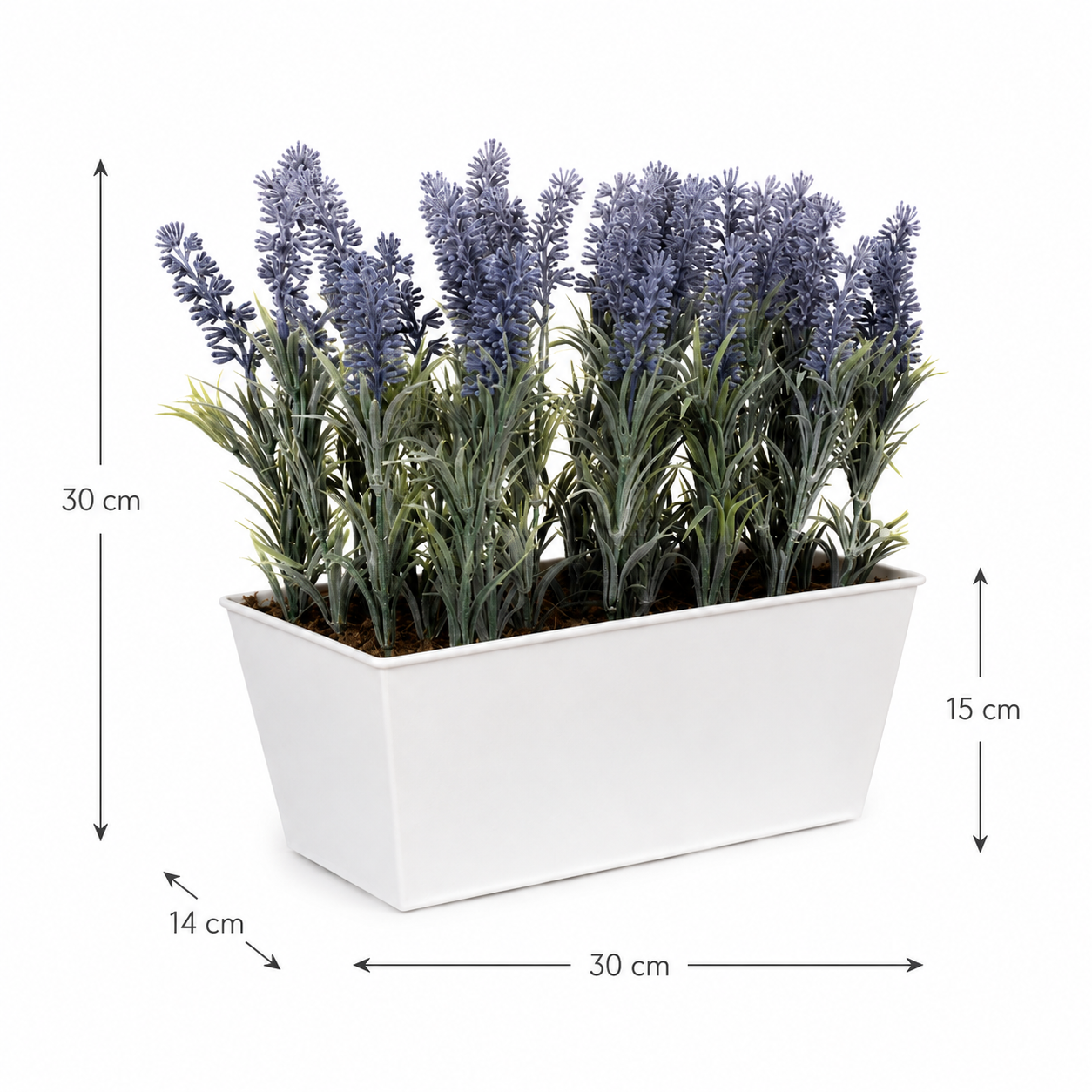 Lavender Tin White Planter Window Box 30cm/12in - A1027
