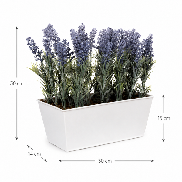 Lavender Tin White Planter Window Box 30cm/12in - A1027